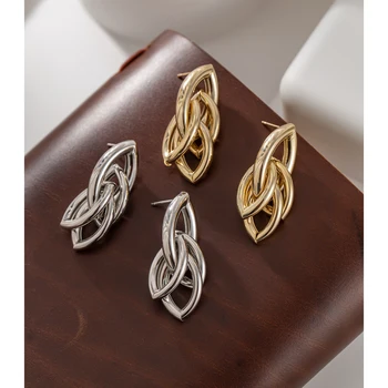 Yhpup Kúzlo Kovové Geometrické Stud Náušnice Jednoduché Vysoko Kvalitné Textúry Medené Náušnice Šperky Pendientes Mujer Moda 2020 Darček