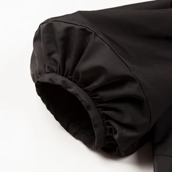 YIGELILA Jeseň Nových Prírastkov Čierne Šaty tvaru, Krátke Rukávy Vintage Šaty Polovici teľa Lístkového Rukávy Emipre Slim Šaty 65350