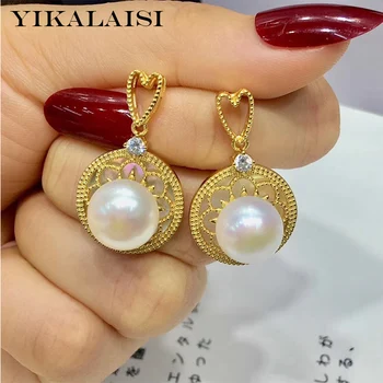 YIKALAISI 925 Sterling silver prírodné sladkovodné perly earings šperky pre ženy 9-10 mm pearl veľkosť