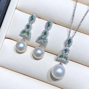 YIKALAISI 925 Sterling Silver Šperky kolo Pearl Sady 2020 Jemné Prírodné Perly jewelry9-10 mm/10-11 mm Držiaky Pre Ženy veľkoobchod