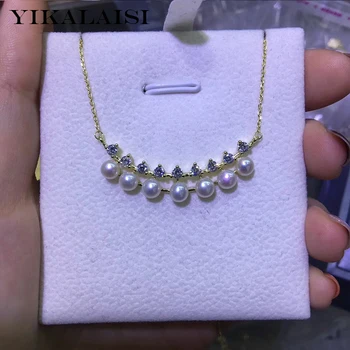 YIKALAISI 925 Sterling Silver Šperky Perlový Náhrdelník 2019 Jemné Prírodné Perly šperky 4-5mm perlový Náhrdelník Pre Ženy, veľkoobchod