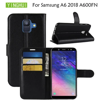 YINGHUI A6 2018 Flip Kožené puzdro Telefón, Peňaženku Prípadoch Pre Samsung Galaxy A6 2018 A600FN Držiteľa Karty Kryt Funda ochranné puzdro