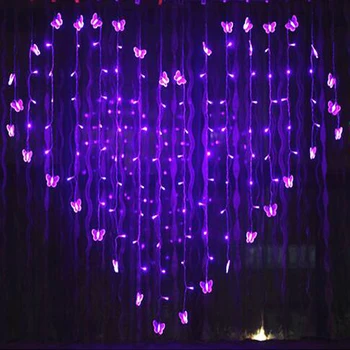 YIYANG 2x1.6m Motýľ Opony LED Reťazec Svetlo 34 Srdcia Svetlá Multicolor Dovolenku Svadobné Decoracao Opony lampy EÚ veľká BRITÁNIA AU