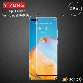 YIYONG 3D Hrany Zaoblené Sklo Pre Huawei P40 Pro Plus + Tvrdené Sklo Screen Protector Pre Huawei Mate 40 30 Dec 20 P30 Pro Sklo