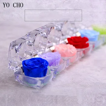 YO CHO Nesmrteľný Konzervované Ruže Kvet Reálne Vzrástol Čerstvé Kvety Dekorácie Crystal Box Svadobné Valentines Narodeniny Kreatívne Darčeky
