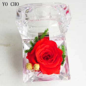 YO CHO Nesmrteľný Konzervované Ruže Kvet Reálne Vzrástol Čerstvé Kvety Dekorácie Crystal Box Svadobné Valentines Narodeniny Kreatívne Darčeky
