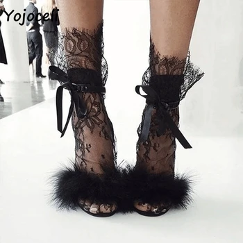 Yojoceli 2 páry sexy čipka ponožky ženy strany clubwear vidieť cez čipky, háčkovanie ponožky streetwear