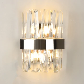 YOOGEE Bedroom Wall Light for Kitchen Living room Crystal Wall Lamp Chrome Stand LED Home Decoration светильник на стену