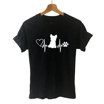 Yorkshire Teriér Yorkie Psa Mama Zábavné Grafické Logo T Shirt Krátkym Rukávom O-Krku Bavlna T-shirt Dievčatá Tee Topy Žena Oblečenie