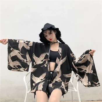 Yukata Ženské Kimono Cardigan Tričko Harajuku Kawaii Štýl Kimonos Žena 2020 Blúzka Obi Haori Japonský Streetwear