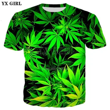 YX DIEVČA leta 2018 Nové tričko Fashion Muži/Ženy, t košele Zelená burín Tlač Harajuku Bežné Cool tričká