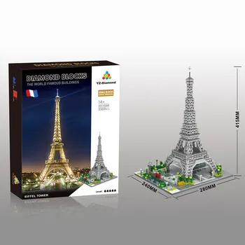 YZ Bloky Mini Architektúry Model Taj Mahal Budovy Tehla Hrad Vzdelávacie Deti Hračky pre Deti, Eiffelova Veža Zber 069
