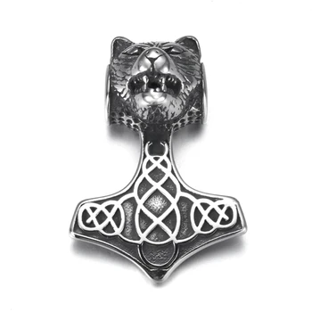 Z nehrdzavejúcej Ocele Viking Sekera Vlk Prívesok Otvoru 5mm pre DIY Šperky Časti Mužov Náhrdelník Prívesky, Šperky, Takže Príslušenstvo