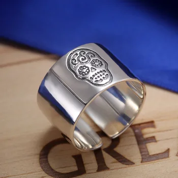 ZABRA 925 Silver Lebky Pečať Prstene Pre Ženy, Mužov Nastaviteľné Vysoko Leštené Pohode Jednoduché Módy Rock Mincový Striebro Šperky