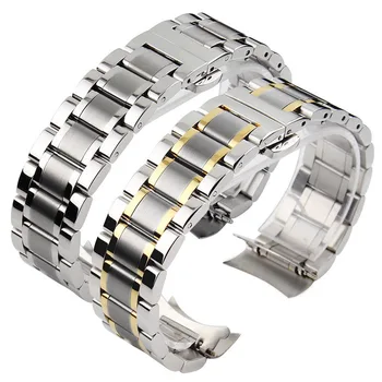 Zakrivené konci nehrdzavejúcej ocele watchband náramok hodiniek popruhy 16 mm 17 mm 18 mm 19 mm 20 mm 21 mm 22 mm 23 mm 24 mm oceľ náramok pruhovanie