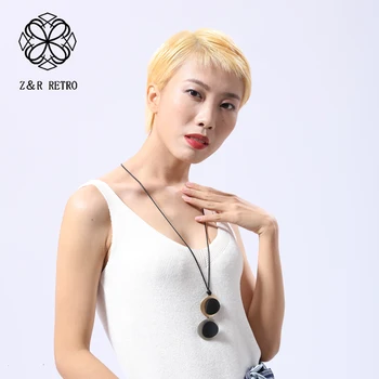 Z&R RETRO Geometrické Vintage Náhrdelník Kovové Elegantné Šperky Pre Ženy, Lano, Reťaz Zliatiny Zinku Náhrdelník Prívesok na Krk Dekorácie 2021