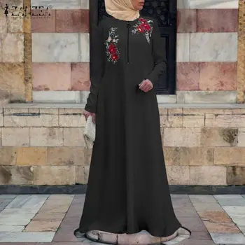ZANZEA Abaya Dubaj Turecko Moslimskou Hidžáb Oblečenie Kaftan Marocain Islam Oblečenie Šaty Pre Ženy Výšivky Musulman Vestidos Župan