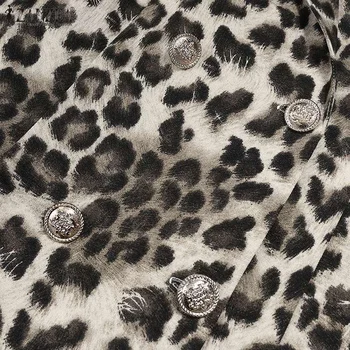 ZANZEA Klope Dlhé Rukávy Outwears Bežné Dámy Sexy Leopard Tlač Topy dámske Jeseň Dvojité Tlačidlo Práce Coats Plus Veľkosť 5XL