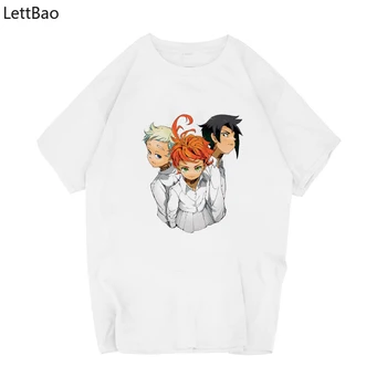 Zasľúbenej krajiny nekrajiny Japonskom Anime Oblečenie Camiseta Biele Tričko Cartoon Krátky Rukáv O-Krku Bežné Zábavné Harajuku T-shirt Mužov