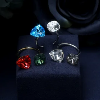 Začiatok nového AAA Crystal micro spevnené duté geometrie vyhlásenie prst manžeta veľkosť prstene pre ženy kórejský šperky