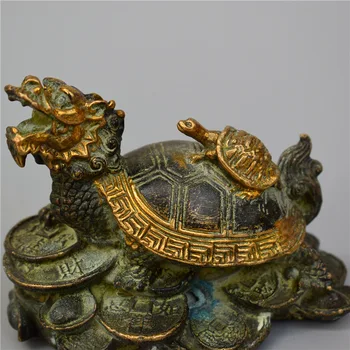 Zbierať vzácne sochy čistý bronzové pozlátené sochy korytnačka socha veľkosť 10x9x5cm dragon korytnačka socha a iné