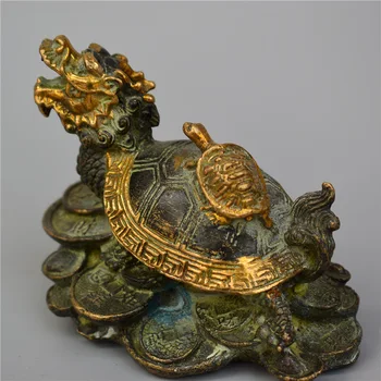 Zbierať vzácne sochy čistý bronzové pozlátené sochy korytnačka socha veľkosť 10x9x5cm dragon korytnačka socha a iné