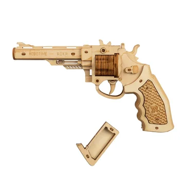 Zbraň Stavebné Bloky DIY Revolver,Scatte s gumičkou Bullet Drevené Populárnych Hračiek Darček pre Deti Dospelých