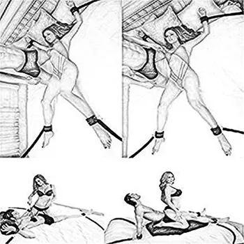 Zdržanlivosť putami na rukách & Anklecuffs Sexy spodnú Bielizeň Babydoll Horúce Erotické Kostýmy Ženy BDSM Bondage Set Pod Posteľ Plus Veľkosť Bielizeň
