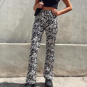 Zebra Zviera tlače elegantné nohavice Capris Harajuku vysoký pás nohavice dámske ležérne office nohavice ženy Streetwear 2019