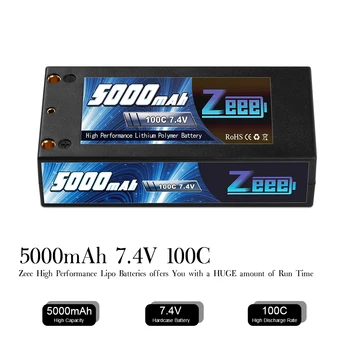 Zeee 2S 7.4 V 100C 5000mAh Shorty Lipo Batérie Hardcase s Dekani Konektor pre RC 1/10 Rozsahu Vozidlá Auto Nákladné Lode, RC Model