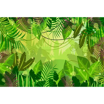 Zelená Džungľa Lesa Narodeniny Kulisu pre Deti Safari Strán Fotografie Pozadí Listy Novorodenca Portrét Jar Pozadia
