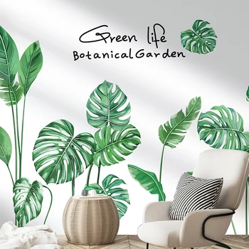 Zelená Rastlina Listy Samolepky na Stenu DIY Tropické Leaf nástenná maľba Obtlačky pre Obývacia Izba Spálňa Detská Domáce Dekorácie