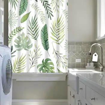 Zelená Sprchový Záves Tropických Rastlín, Nepremokavé Polyesterové Digitálna Tlač Opony Kúpeľňa Domáce Dekorácie