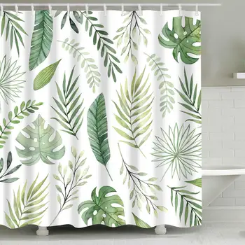 Zelená Sprchový Záves Tropických Rastlín, Nepremokavé Polyesterové Digitálna Tlač Opony Kúpeľňa Domáce Dekorácie