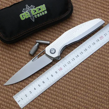 Zelená thorn F111 3D skladacie skladací nôž D2 čepeľ letectvo hliníkovej zliatiny rukoväť camping outdoor praktické ovocie nôž nástroj výchovy k DEMOKRATICKÉMU občianstvu
