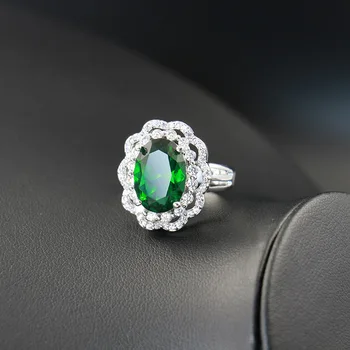 Zelený Smaragd 925 Silver Svadobné Šperky sady Pre ženy Náhrdelníky Náušnice, Prsteň Náramky Na Darček k Narodeninám