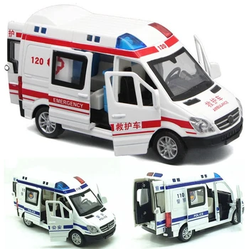 Zhenwei 1:32 Nemocnice, Ambulancie Záchrannej Polícia Diecast Kovový Model Auta, s Vytiahnuť Späť Zvuk, Svetlo, Hračky, Darčeky BoysToy Auto