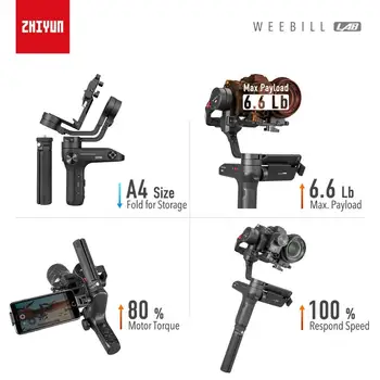 ZHIYUN Weebill LAB 3-Os Prenos Obrazu Stabilizátor pre Mirrorless Fotoaparátu OLED Displej Ručné Gimbal