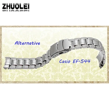 Zhuolei Watchband Pre EF-544 Pevnej nehrdzavejúcej ocele, remienky Náramkových Hodiniek príslušenstvo Strieborný Pásik