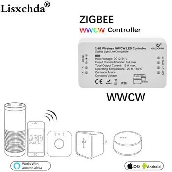 ZIGBEE Led WW/CW stmievač pásy radič zigbee radič LED DC12-24V LED pásy radič zll app radič zll štandardné led