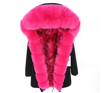 Zimná Bunda Ženy, Skutočné Kožušinový Kabát Kožušiny linajkované Vetrovka Odnímateľný Fox Kožušiny Golier