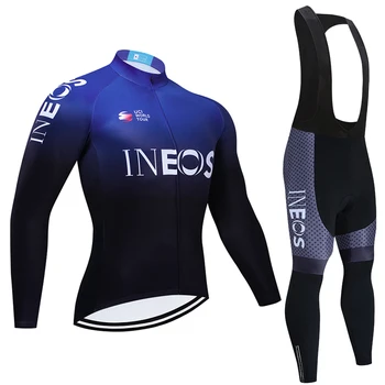 Zimné 2021 Nové INEOS cyklistické dresy Športové 20D Cyklistické Nohavice mužov dlho Ropa Ciclismo Thermal Fleece, jazda na bicykli, Maillot Culotte