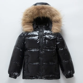 Zimné 90% nadol bunda parka reálne kožušiny chlapci kabát detské oblečenie snehu nosenie deti vrchné oblečenie batoľa, dieťa dievča oblečenie snowsuit