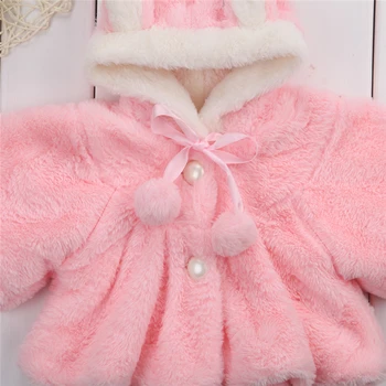 Zimné Batoľa Detský Novorodenca Dievčatá Kabát Roztomilý Králik Bunny Ucho S Kapucňou Plyšové Kabát Teplá Bunda Snowsuits Outwear Oblečenie