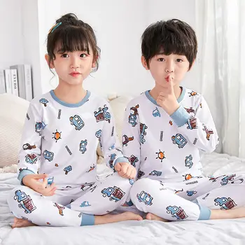 Zimné Deti Detské Pyžamo Sady Bavlna Panda Celý Rukáv Sleepwear Chlapci Dievčatá Pyžamo Topy+Nohavice 2ks Pijamas 2-13Y Oblečenie Vyhovuje