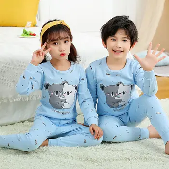 Zimné Deti Detské Pyžamo Sady Bavlna Panda Celý Rukáv Sleepwear Chlapci Dievčatá Pyžamo Topy+Nohavice 2ks Pijamas 2-13Y Oblečenie Vyhovuje
