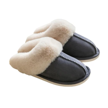 Zimné dámske papuče pár topánky veľké kožušiny golier papuče krytý teplej pol päty topánky JC031-30562