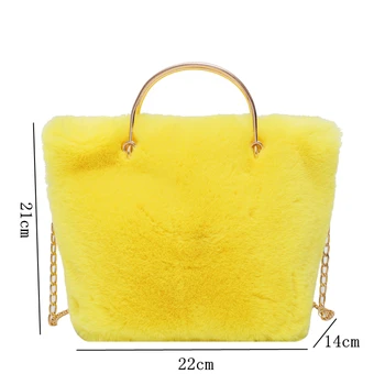 Zimné dámske tote bag umelú kožušinu ramenný Messenger taška kovové reťaze zvládnuť veľkú kapacitu dámy multicolor kabelka 2019 hot sal
