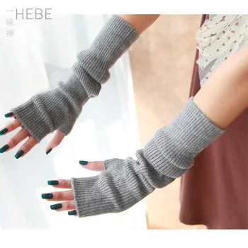 Zimné dámske Vlnené rukavice bez Prstov, 40 cm 50 cm 60 cm Jemné Vlny Bezprstové Rukavice Dlhé 2020 Termálne Rukavice Semi prst Predĺžiť Arm Warmers