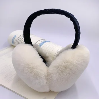 Zimné Earmuff Imitácia Králik Kožušiny Odnímateľný Umývateľný Earmuff Hustú Srsť Zimné Ucho Teplejšie Nadýchanou Kožušinkou pre Deti A Dospelých